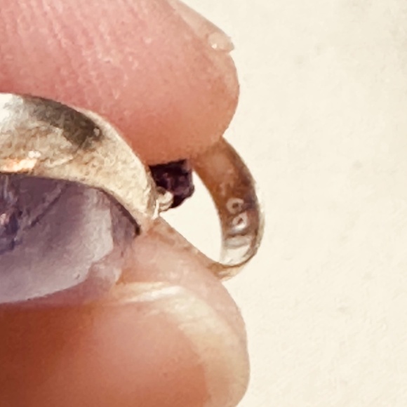 925 Sterling Silver Plated & Amethyst Stone/Crystal Trillion Cut Pendant EUC - Picture 11 of 12